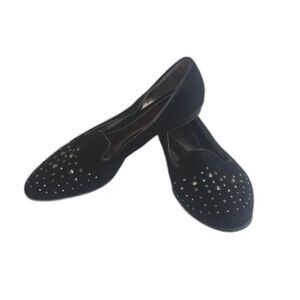 Sole Senseability Black Slip On Studded Jeweled Toe Flat Ballet Shoe Size 9M